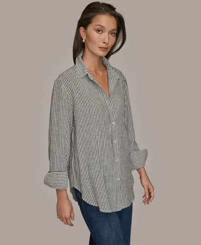 Donna Karan Weekend Women's Long-sleeve Button-down Shirt In Multi