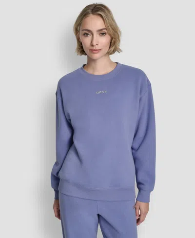 Dkny Sport Women's Metallic Crewneck Sweatshirt In Purple