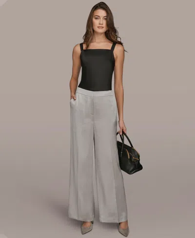 Donna Karan Women's Wide-leg Mid-rise Pants In Gray