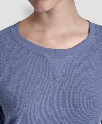 Dkny Women's Mini Slub Waffle Three Quarter Sleeve T-shirt In Blue