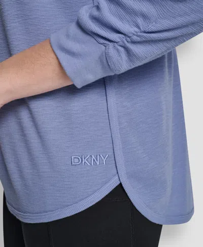 Dkny Women's Mini Slub Waffle Three Quarter Sleeve T-shirt In Blue