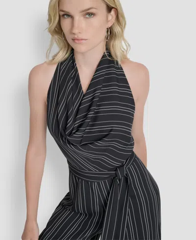 Dkny Women's Sleeveless Wide Leg Ankle Jumpsuit In Black