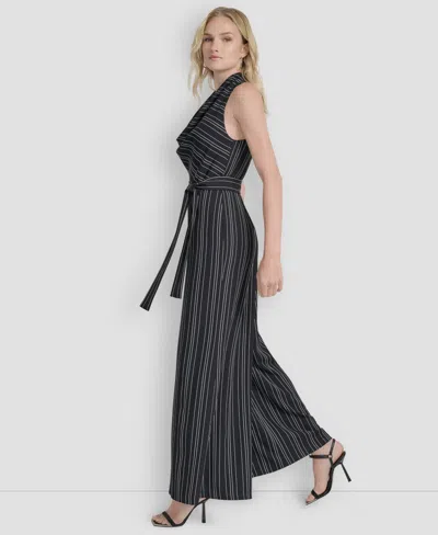 Dkny Women's Sleeveless Wide Leg Ankle Jumpsuit In Black