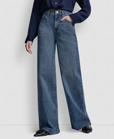 Dkny Jeans Petite High-rise Modern Wide Leg Jeans In Blue