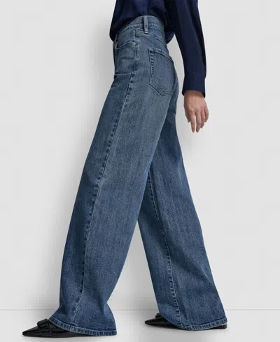 Dkny Jeans Petite High-rise Modern Wide Leg Jeans In Blue