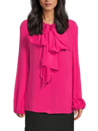 Valentino Women's Silk Tie-neck Blouse In Pink