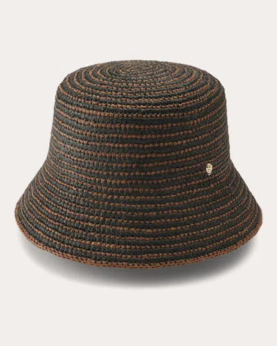 Helen Kaminski Women's Nala Stripe Crocheted Raffia Bucket Hat In Brown