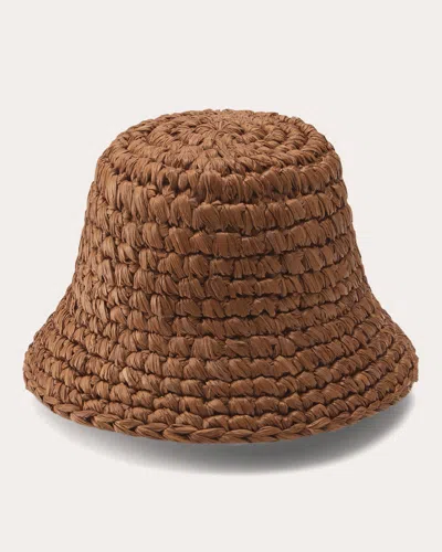 Helen Kaminski Women's Anya Crocheted Raffia Bucket Hat In Brown