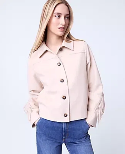 Ann Taylor Petite Weekend Collection Fringe Bomber Jacket In Pink