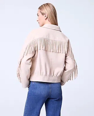 Ann Taylor Petite Weekend Collection Fringe Bomber Jacket In Pink