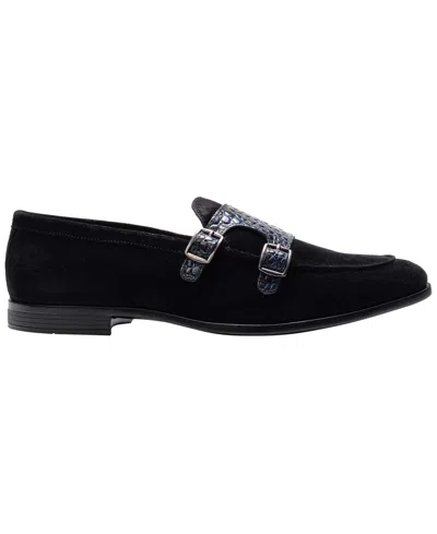 Carlos By Carlos Santana Men's Twin Buckle Strap Round-toe Loafers In Black