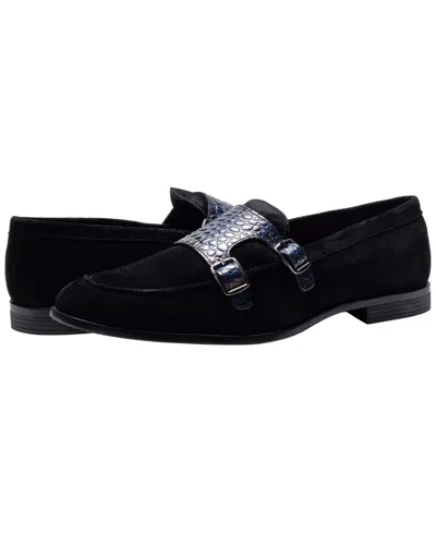 Carlos By Carlos Santana Men's Twin Buckle Strap Round-toe Loafers In Black
