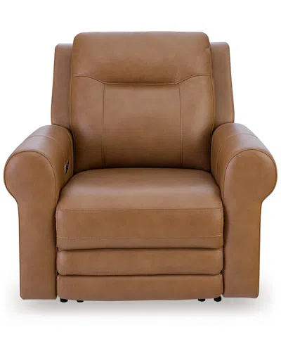 Macy's Furniture 39" Alexandre Leather Power Rocker Recliner With Power Headrest, Exclusively At  In Brown