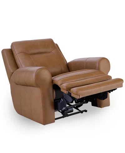 Macy's Furniture 39" Alexandre Leather Power Rocker Recliner With Power Headrest, Exclusively At  In Brown