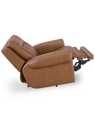 Macy's Furniture 39" Alexandre Leather Power Rocker Recliner With Power Headrest, Exclusively At  In Brown