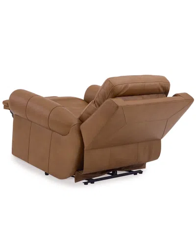 Macy's Furniture 39" Alexandre Leather Power Rocker Recliner With Power Headrest, Exclusively At  In Brown