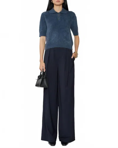 Lisa Yang Carolyn Short Sleeve Sweater In Night Fall Brushed In Blue