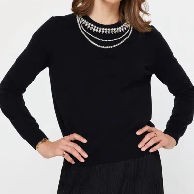 Current Air Jewel Detail Long Sleeve Sweater In Black In Black