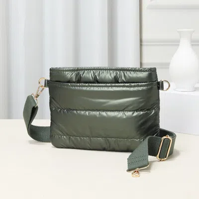 Fashnzfab Solid Puffer Crossbody Bag In Green