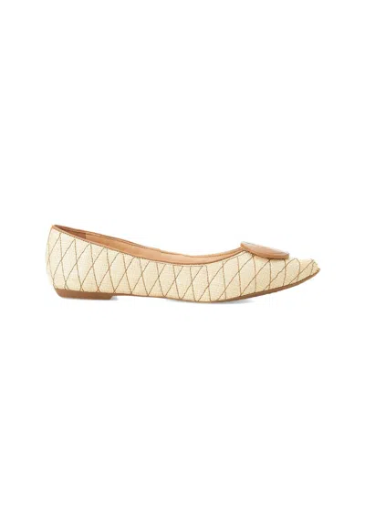 Mangará Atelier Raffia Ballerina Flats With Textu Detail - Women's Summer Women's Shoes In Neutral