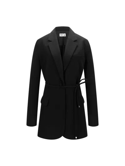 T.w.i.n. That’s What I Need Women's Belted Blazer In Black In Black