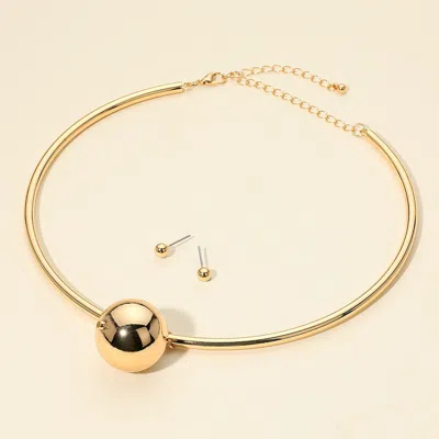 Fashnzfab Metal Ball Statement Choker Necklace In Gold