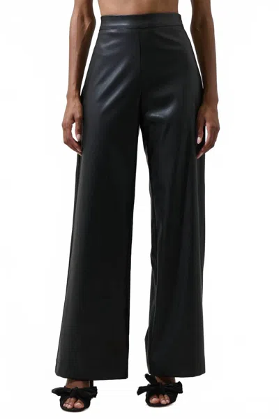 Sugarlips Anisa Leather Bern Wide-leg Pants In Black In Black
