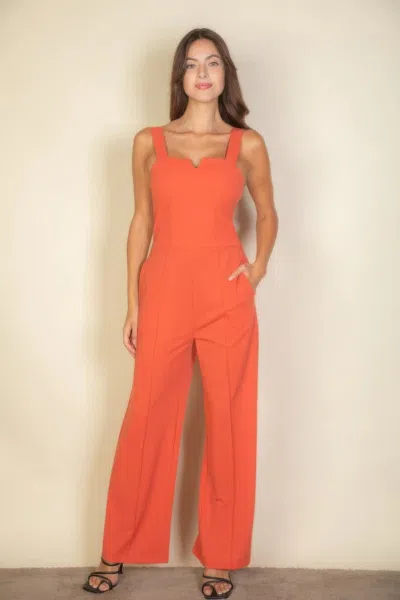 Truedames Notched Neck Cami Jumpsuit In Orange