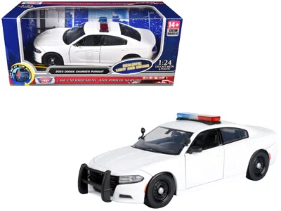 Motormax 2023 Dodge Charger Pursuit Police Car Unmarked White With Flashing Light Bar Front And Rear