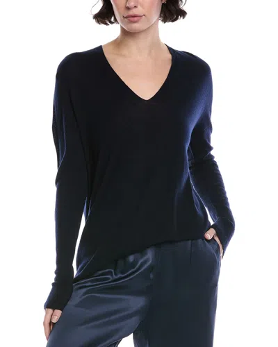 Vince Wool & Cashmere-blend Seamless V-neck Tunic In Blue