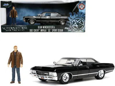 Jada 1967 Chevrolet Impala Ss Sport Sedan Black And Dean Winchester Diecast Figurine "supernatural" (2005 In Black