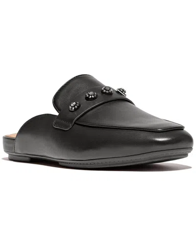 Fitflop Delicato Crystal Cluster Leather Mule In Black