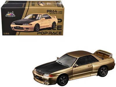 Pop Race Skyline Gt-r R32 Rhd (right Hand Drive) Chrome Gold With Carbon Hood "tokyo Auto Salon