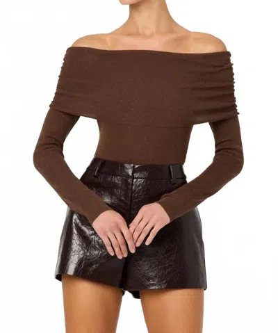 Astr Kylin Knit Off The Shoulder Sweater In Brown In Brown