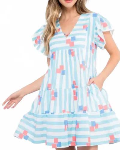 Thml Flutter Sleeve Dress In Blue In Blue
