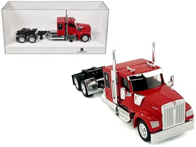 Ho Logistics Replicas Kenworth W990 With Flat Top Sleeper Cab Red 1/87 (ho) Plastic Model Car By Ho