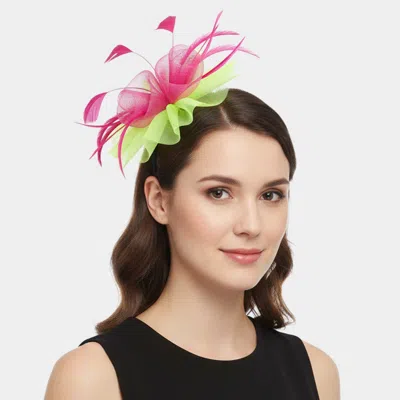 Fashnzfab Layered Flower Mesh Feather Fascinator Hair Clip Headband In Multi