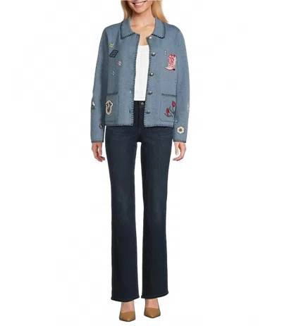 Pendleton Souvenir Button Front Cardigan In Denim Heather In Multi