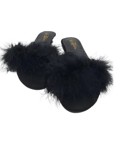 Rya Collection Women's Feather Slippers In Black In Black