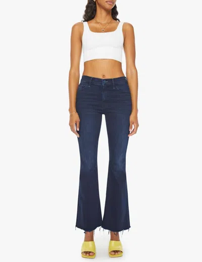 Mother Weekender Fray Flare Jeans In Chip On My Shoulder In Blue