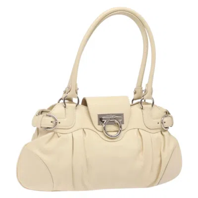 Pre-owned Ferragamo Marisa Satchel Leather Leather Bag () In White