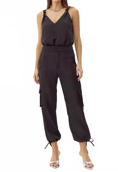 Greylin Sammy Satin Cargo Pants In Black In Brown