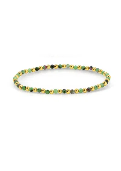 Splendid Iris Women's Stretch Beaded With Stone Accents Bracelet In Green In Green