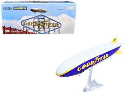 Herpa Zeppelin Nt Aircraft "goodyear Blimp - Wingfoot One" (n1a) Gray And Blue With Yellow Stripes