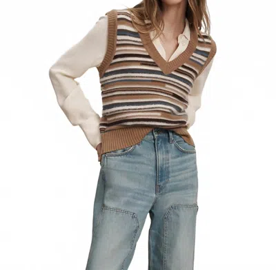 Veronica Beard Helenka Wool Sweater Vest In Dark Acorn Multi In Multi
