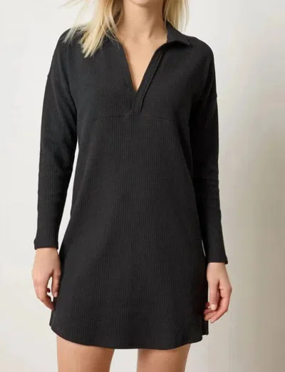 Lilla P Split Neck Collared Dress In Black