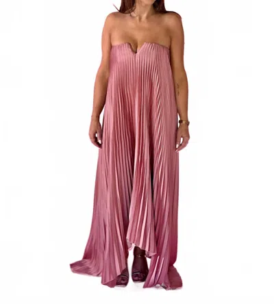 Dress Forum Exceptionally Elegant Pleated Maxi Dress In Pink In Pink