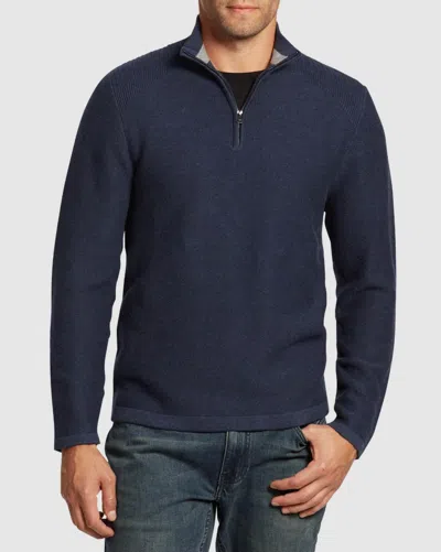 Flags & Anthem Quarter Zip Sweater - Plus In Blue In Blue