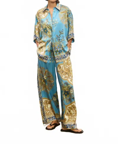 Alemais Cassie Silk Pant In Blue In Blue