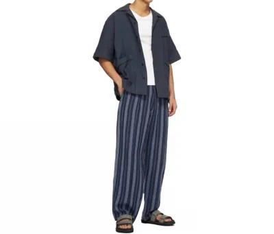 Nicholas Daley 70's Trouser In Navy Linen In Blue